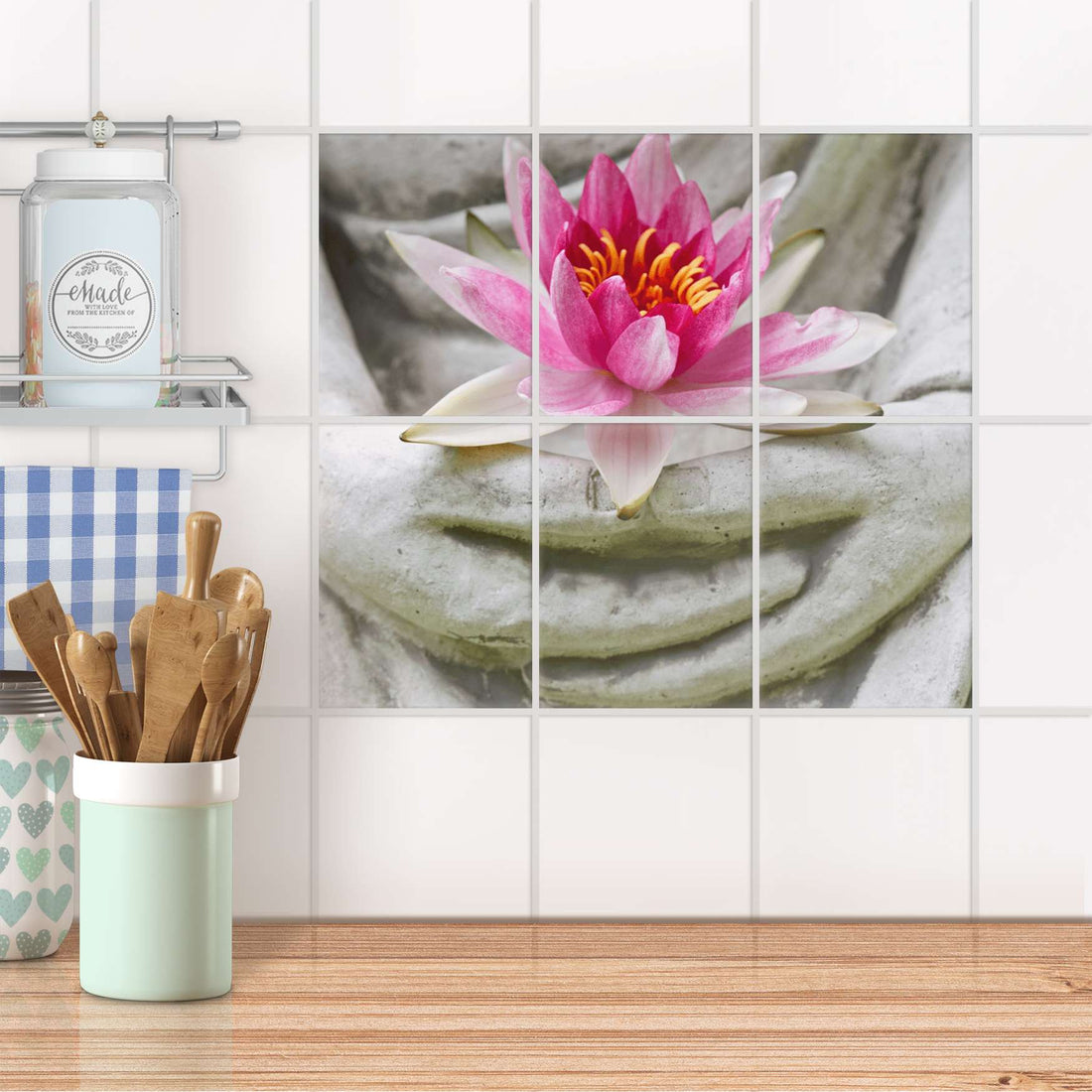 Fliesenaufkleber 15x20 cm Küche - Flower Buddha