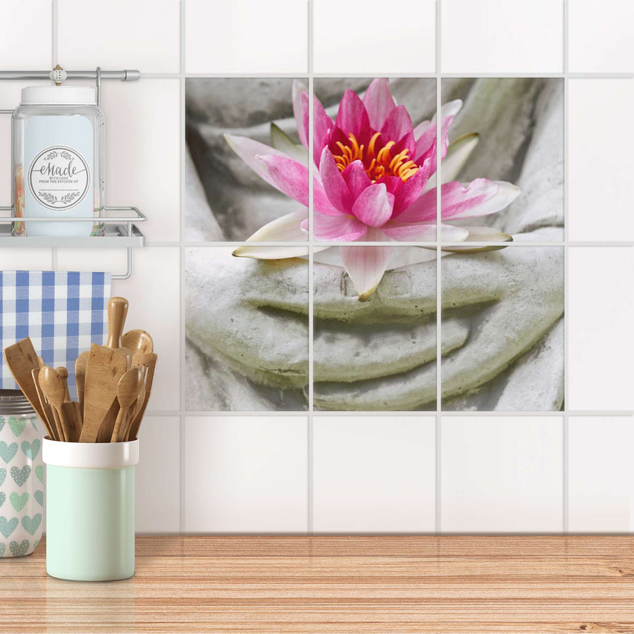Fliesenaufkleber 15x20 cm Küche - Flower Buddha