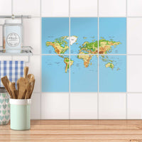 Fliesenaufkleber 15x20 cm Küche - Geografische Weltkarte