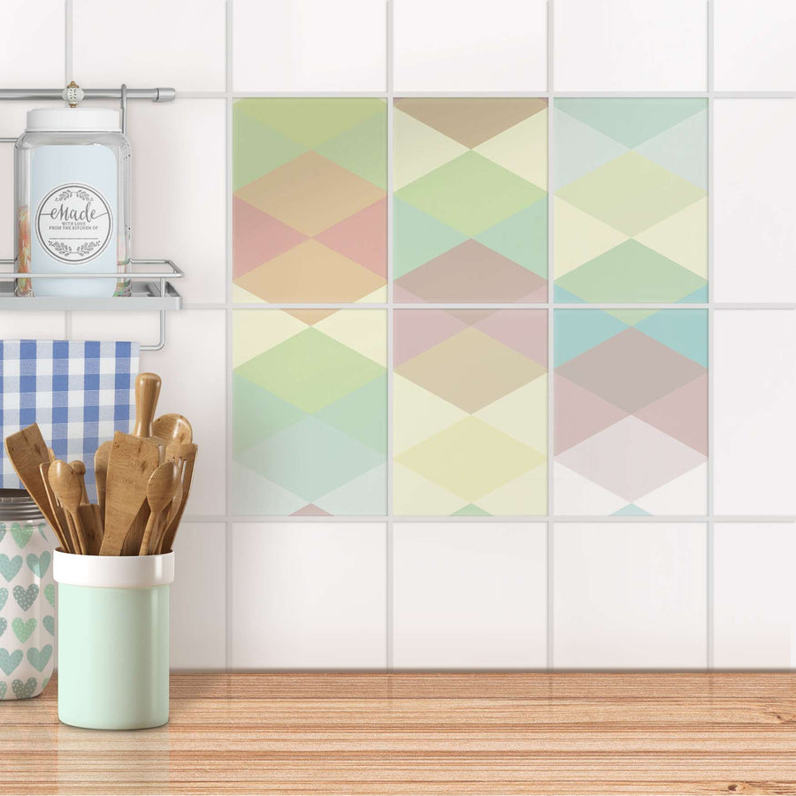 Fliesenaufkleber 15x20 cm Küche - Melitta Pastell Geometrie