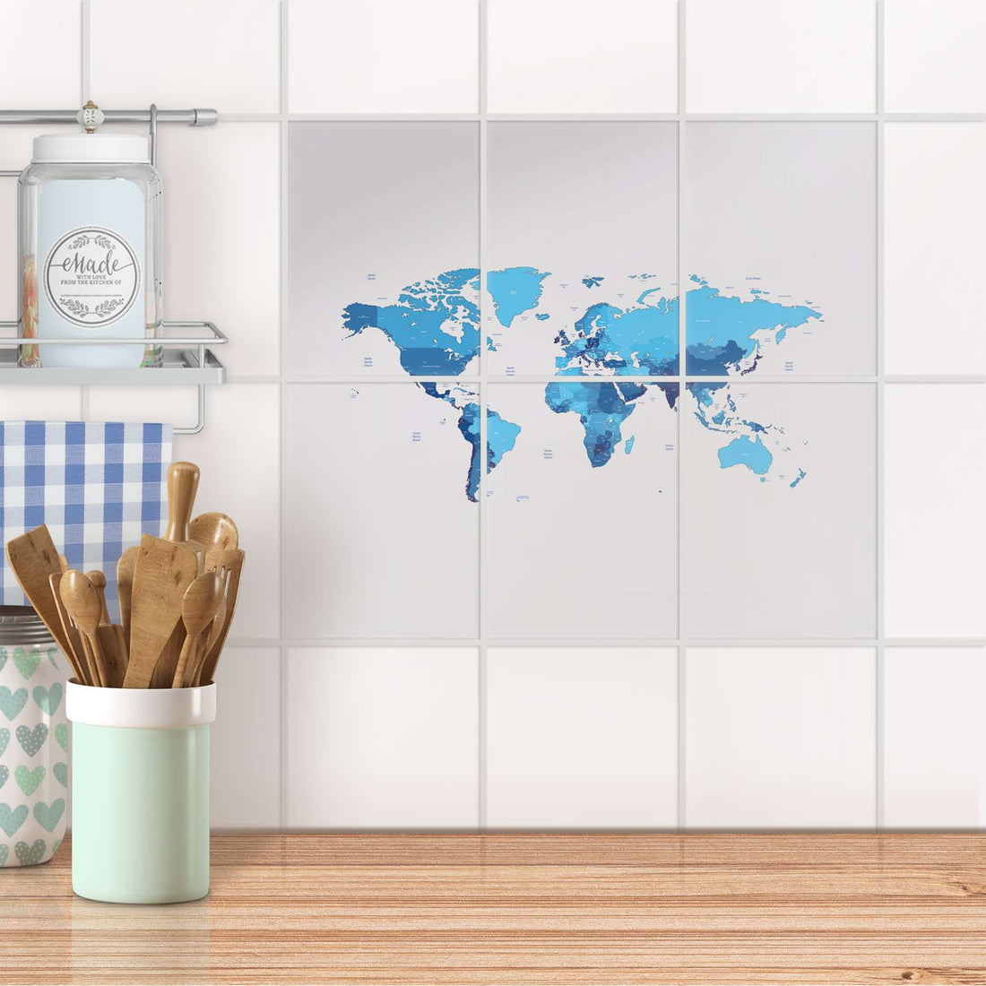 Fliesenaufkleber 15x20 cm Küche - Politische Weltkarte
