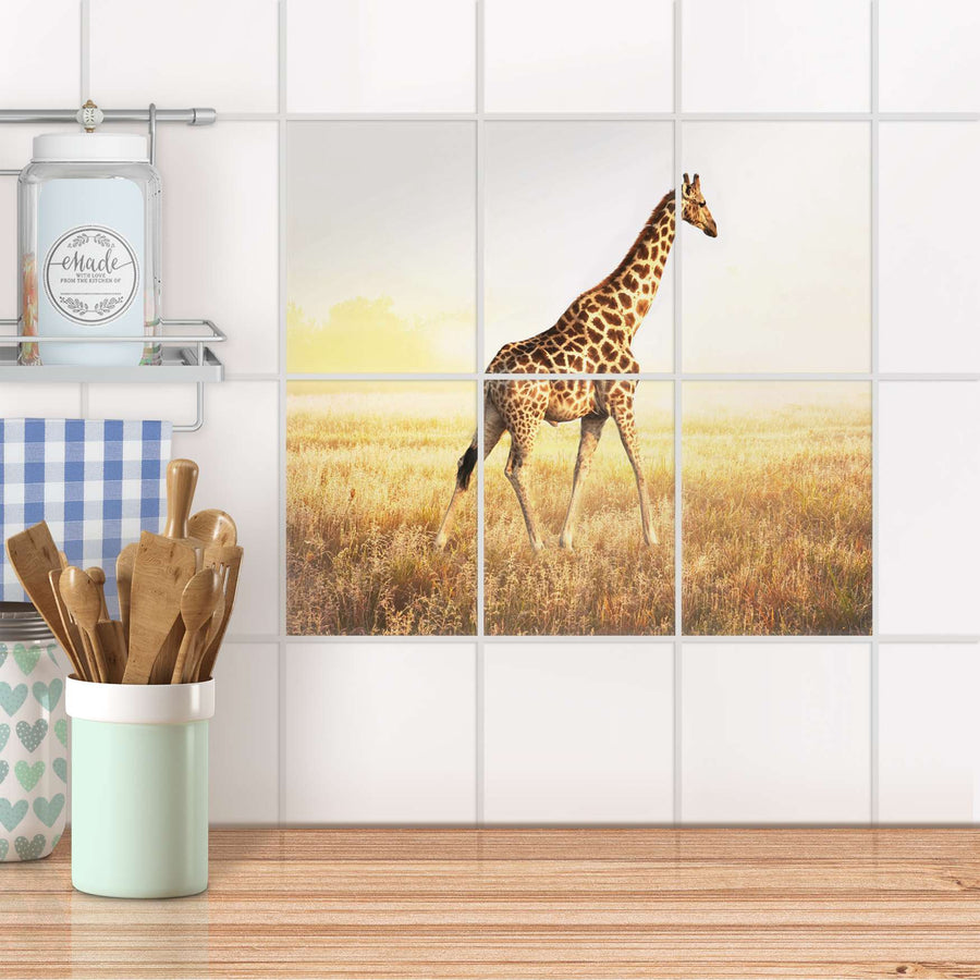 Fliesenaufkleber 15x20 cm Küche - Savanna Giraffe