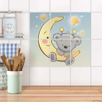 Fliesenaufkleber 15x20 cm Küche - Teddy und Mond