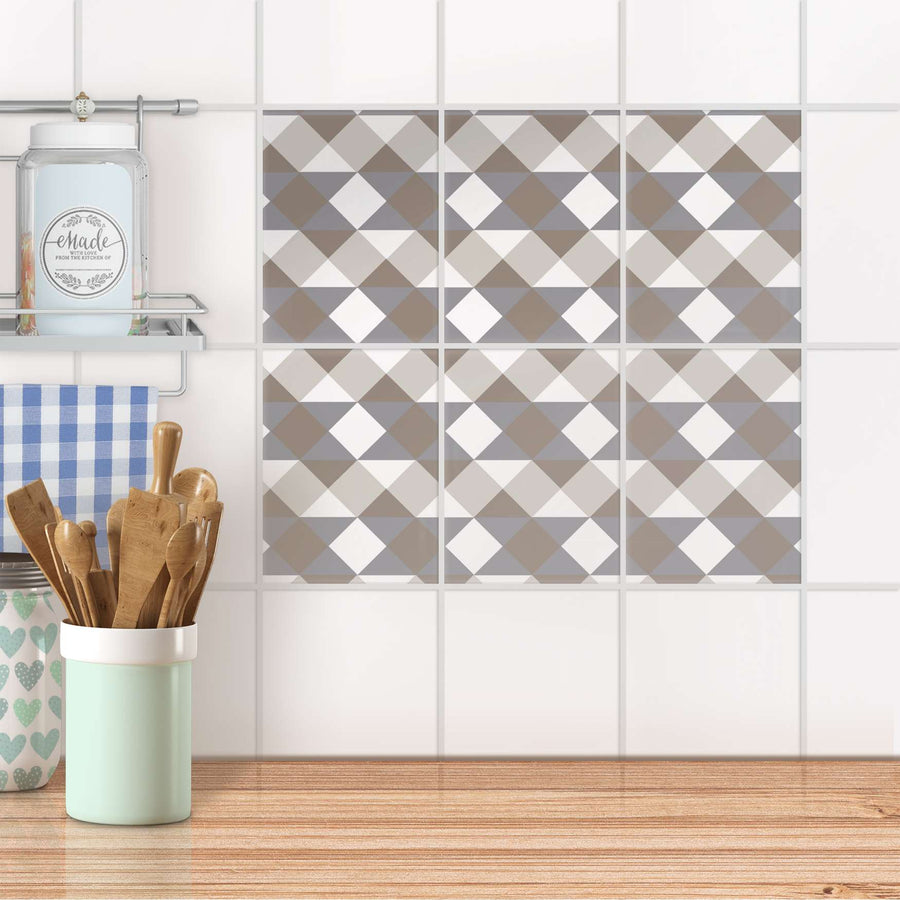 Fliesenaufkleber 15x20 cm Küche - Triangle Pattern - Grau