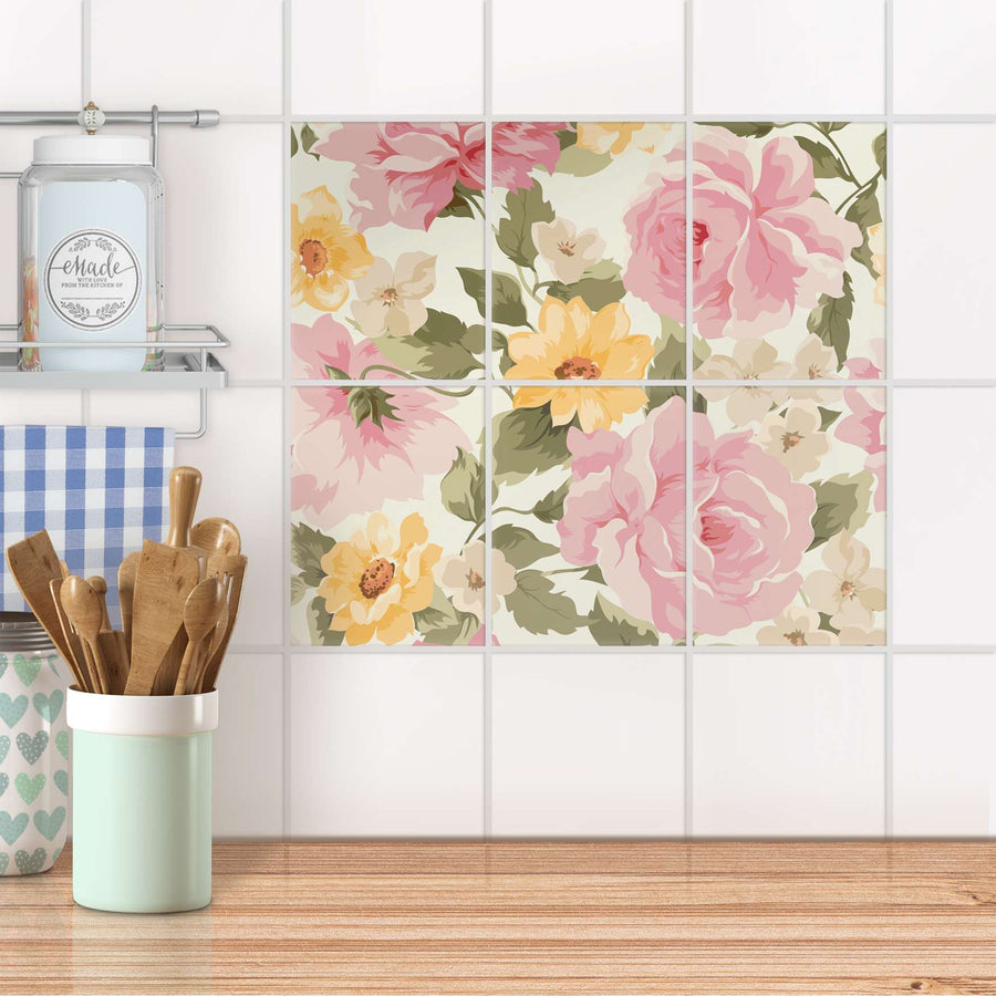 Fliesenaufkleber 15x20 cm Küche - Vintage Flowers