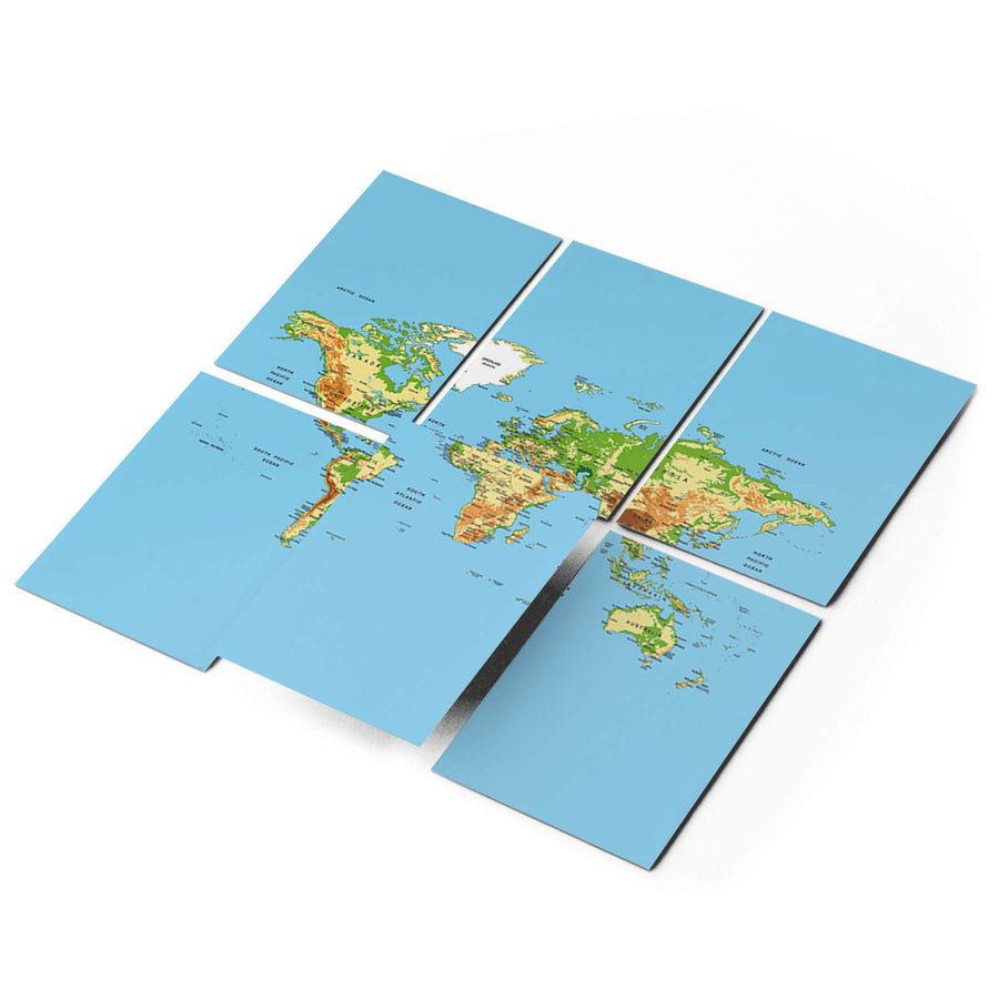Fliesenaufkleber 15x20 cm Selbstklebend - Geografische Weltkarte