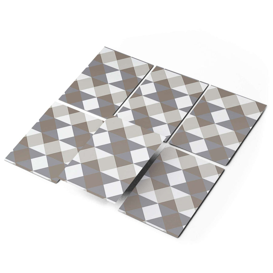 Fliesenaufkleber 15x20 cm Selbstklebend - Triangle Pattern - Grau