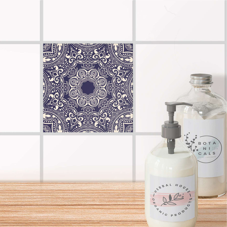 Fliesenaufkleber Bad - Blue Mandala