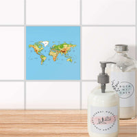 Fliesenaufkleber Bad - Geografische Weltkarte