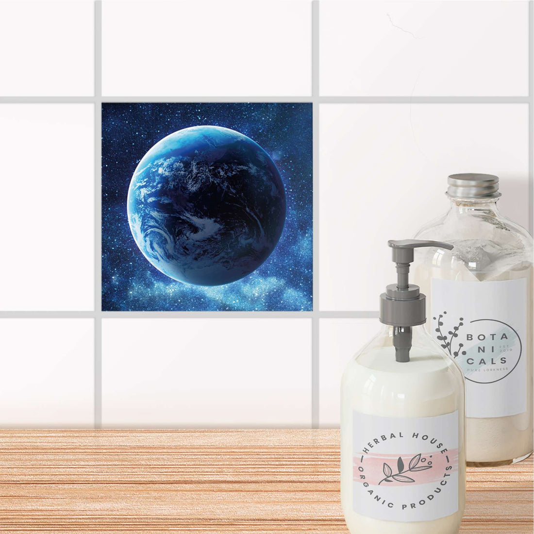 Fliesenaufkleber Bad - Planet Blue