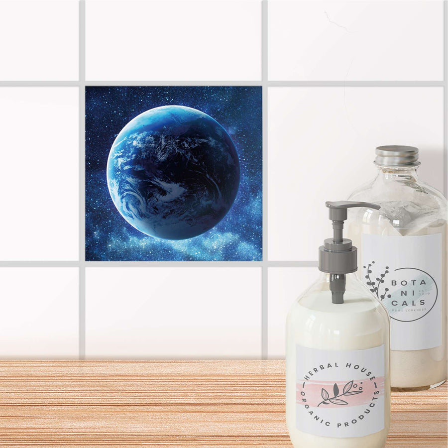 Fliesenaufkleber Bad - Planet Blue