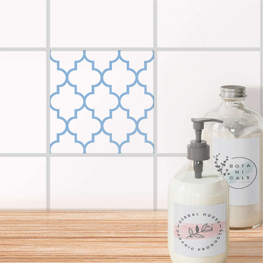 Fliesenaufkleber Bad - Retro Pattern - Blau