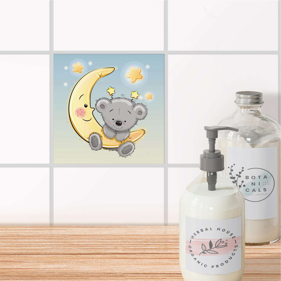 Fliesenaufkleber Bad - Teddy und Mond