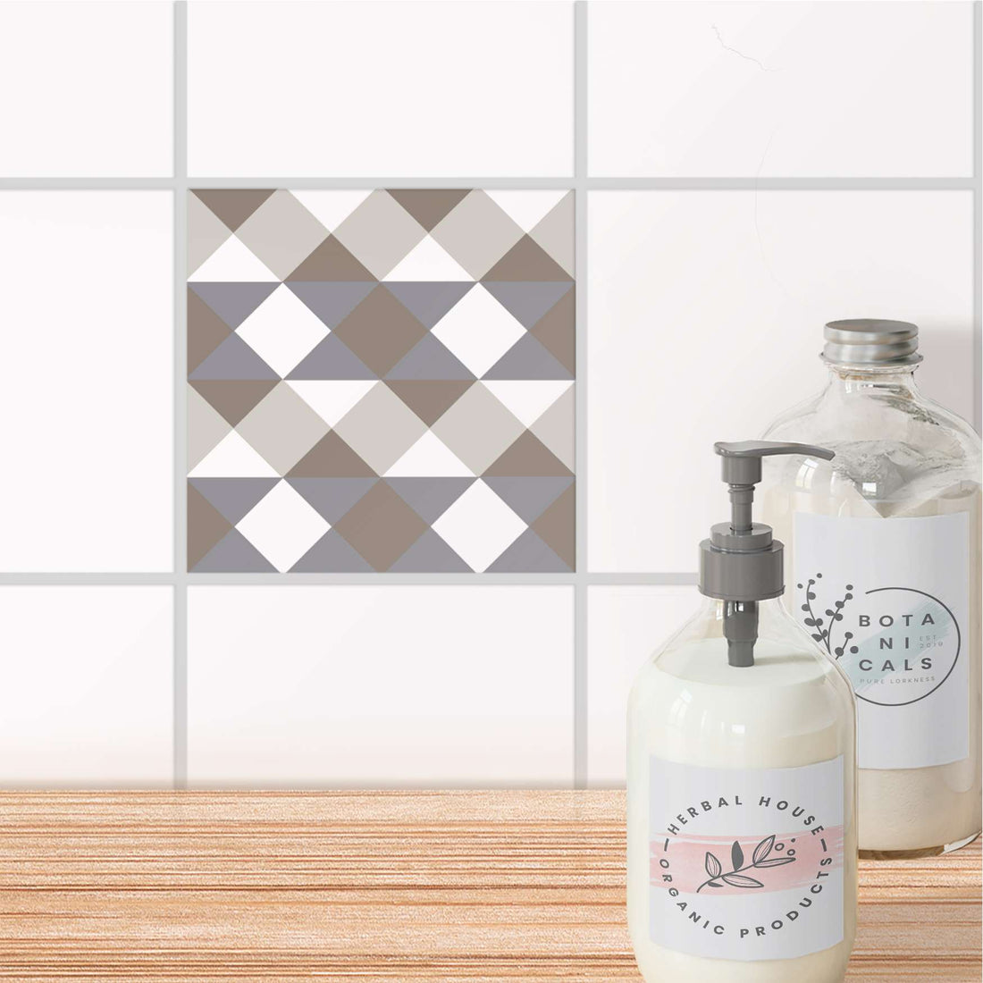 Fliesenaufkleber Bad - Triangle Pattern - Grau