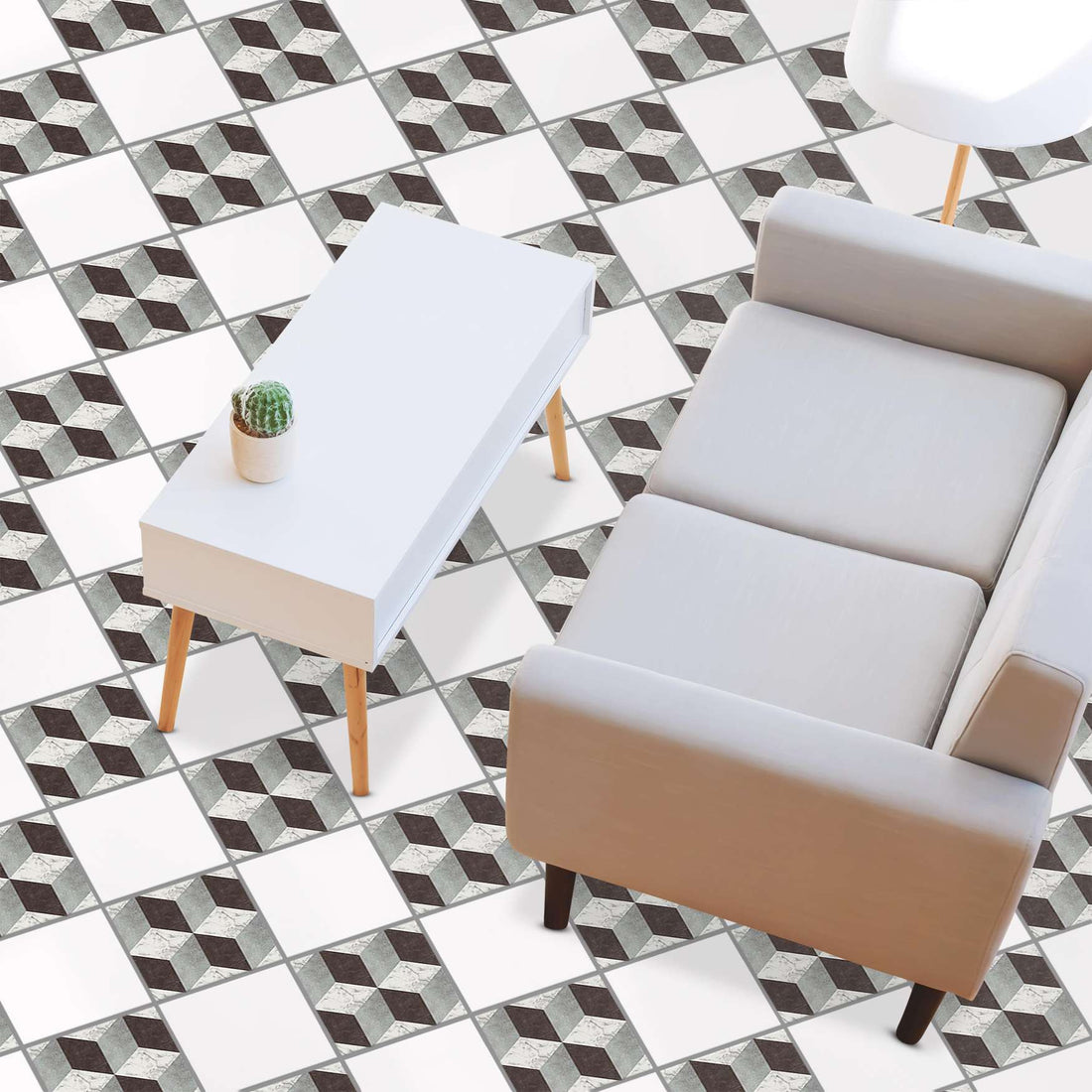 Fliesenaufkleber Boden Klebefliese -  3D Marmor Cubes
