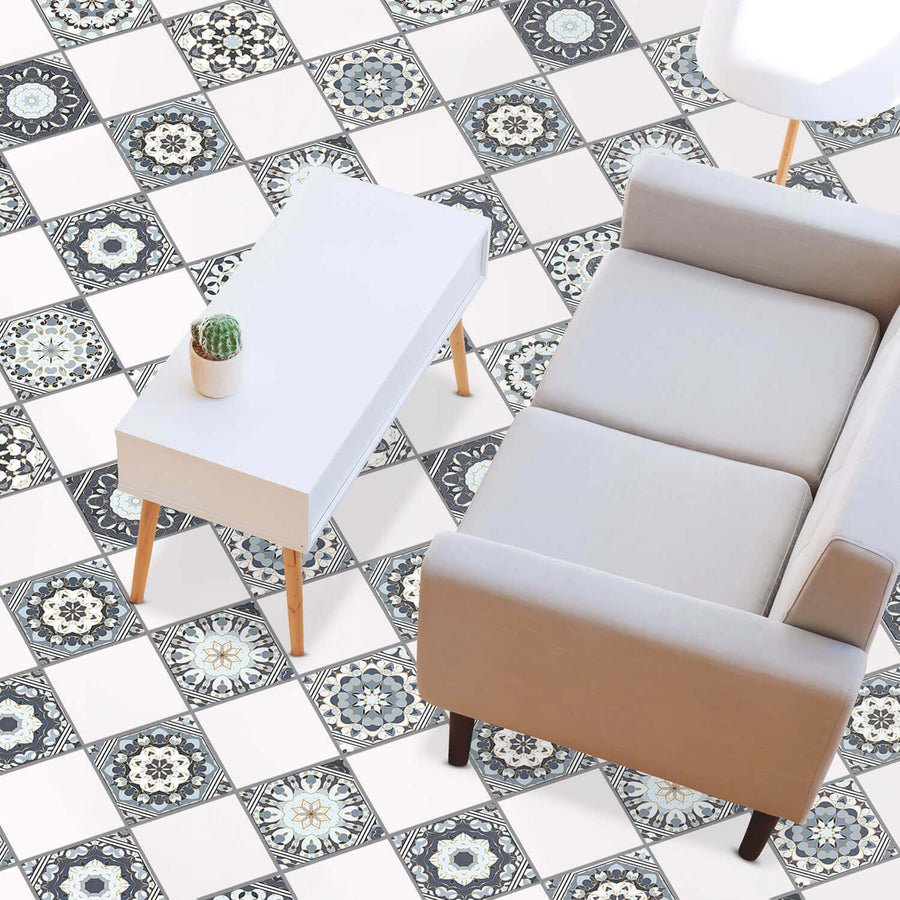 Fliesenaufkleber Boden Klebefliese -  Grey Patternstyle