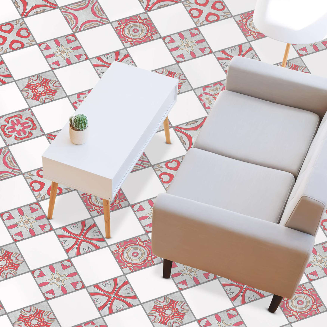Fliesenaufkleber Boden Klebefliese -  Strawberry Cheese Tile
