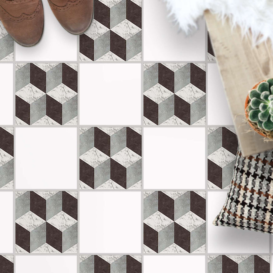 Fliesenaufkleber Boden Muster - 3D Marmor Cubes