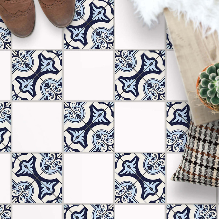 Fliesenaufkleber Boden Muster - Azulejo Cross