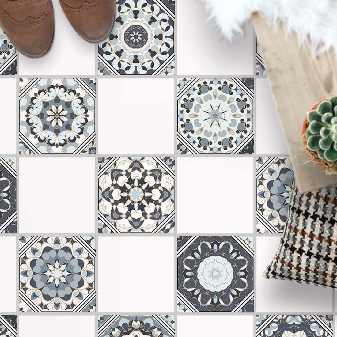 Fliesenaufkleber Boden Muster - Grey Patternstyle