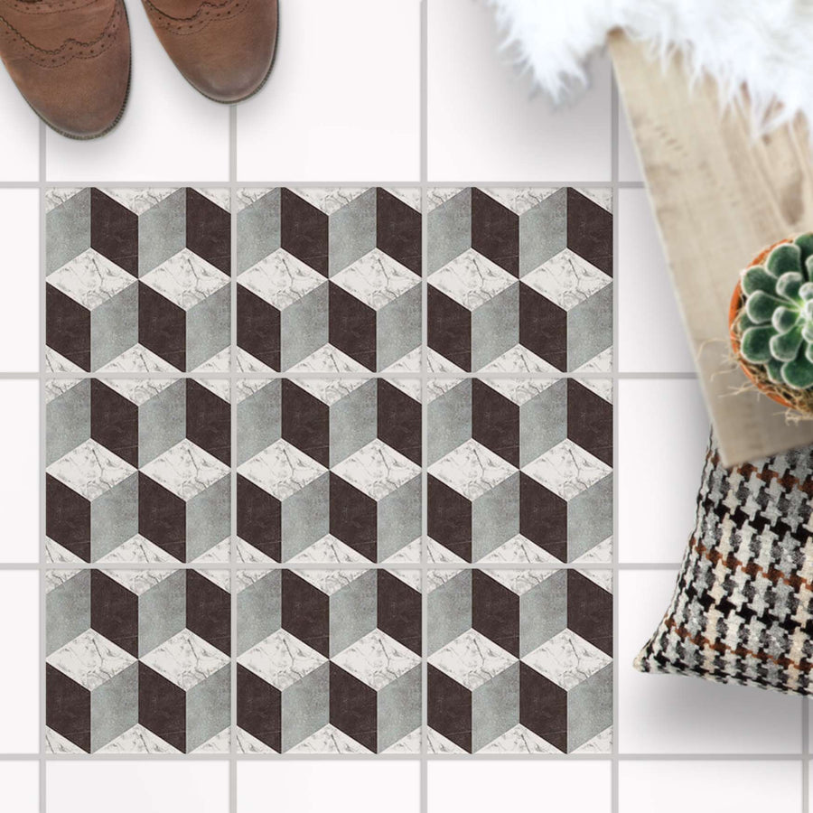 Fliesenaufkleber Boden Set - 3D Marmor Cubes