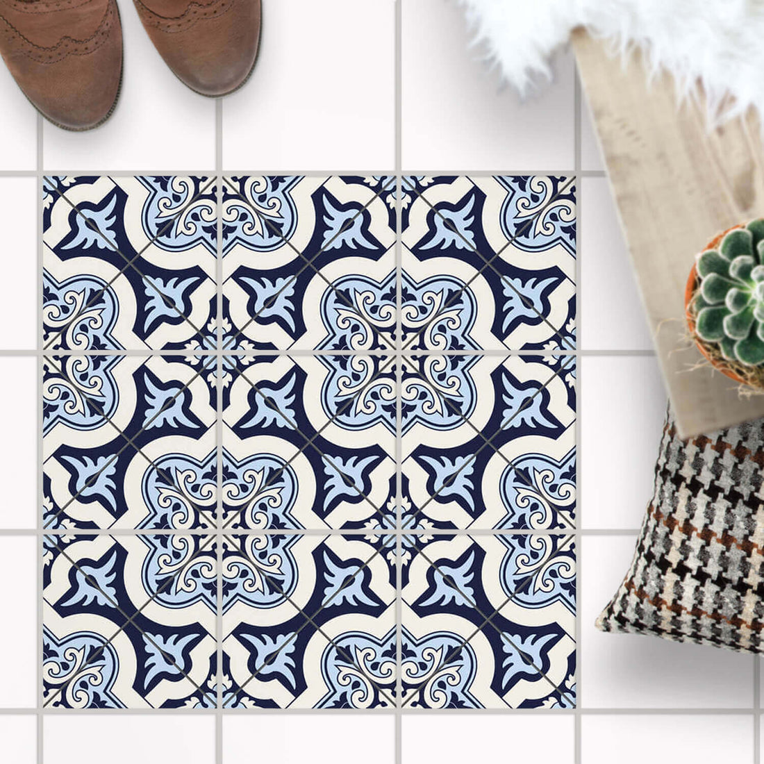 Fliesenaufkleber Boden Set - Azulejo Cross