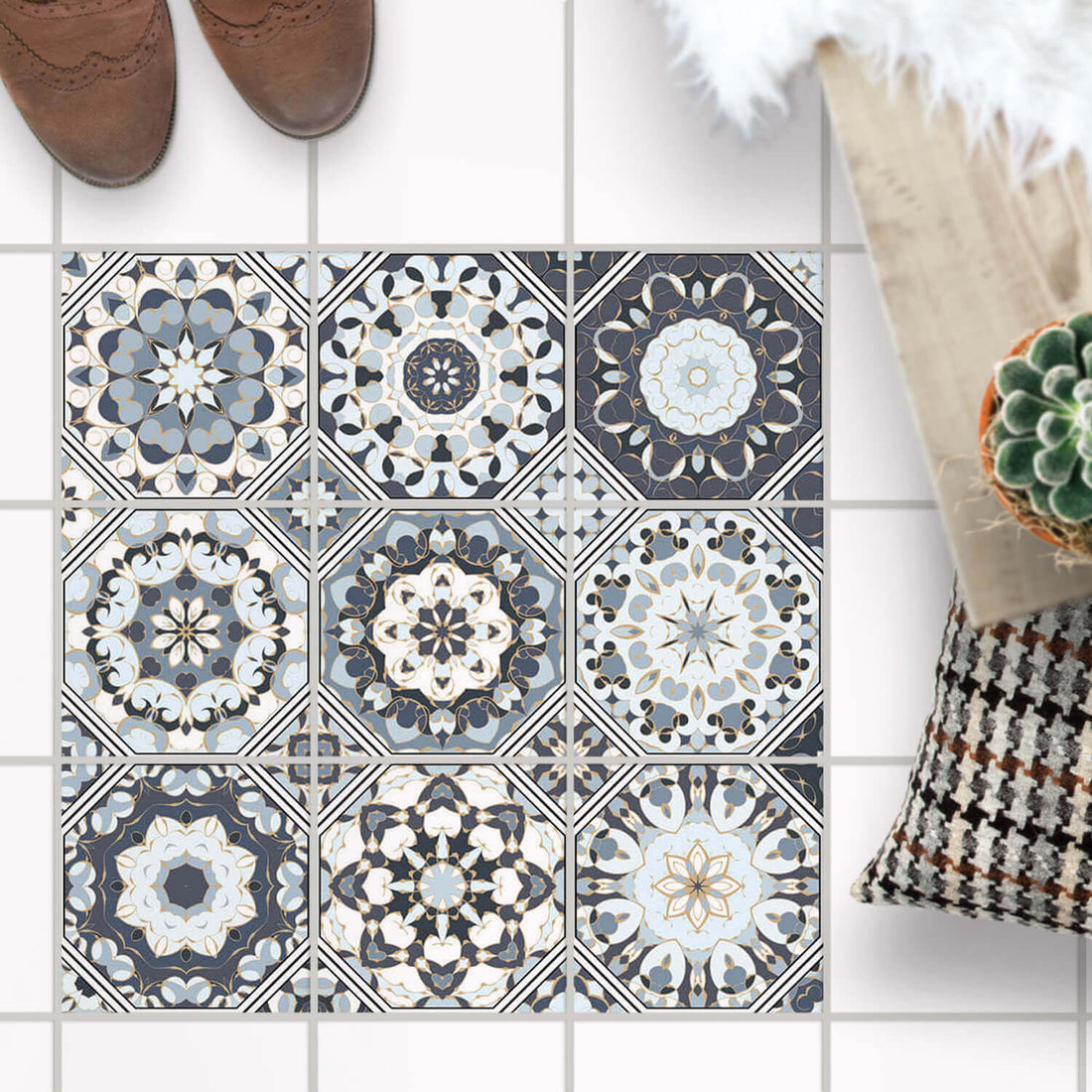 Fliesenaufkleber Boden Set - Grey Patternstyle