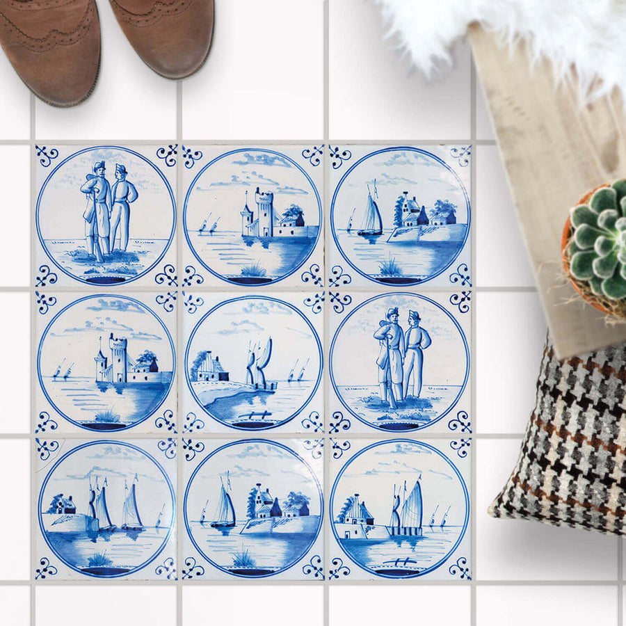 Fliesenaufkleber Boden Set - Holländische Fliese