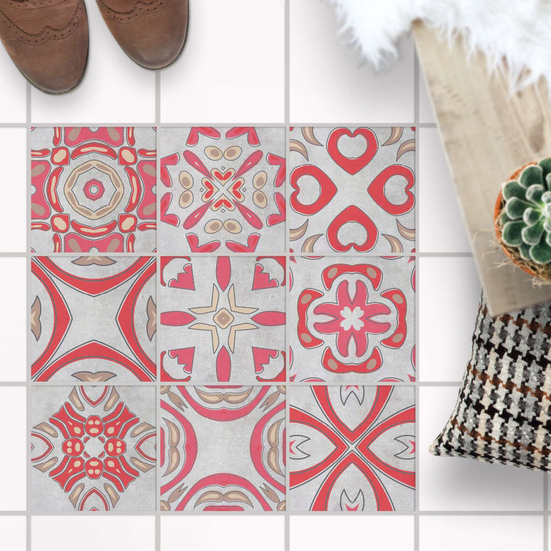 Fliesenaufkleber Boden Set - Strawberry Cheese Tile