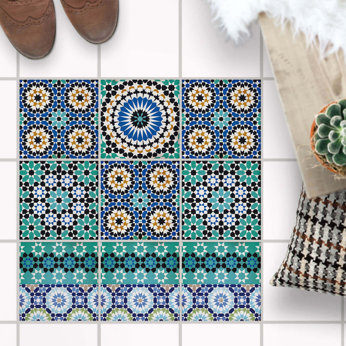 Fliesenaufkleber Boden Set - Tuerkisches Mosaik