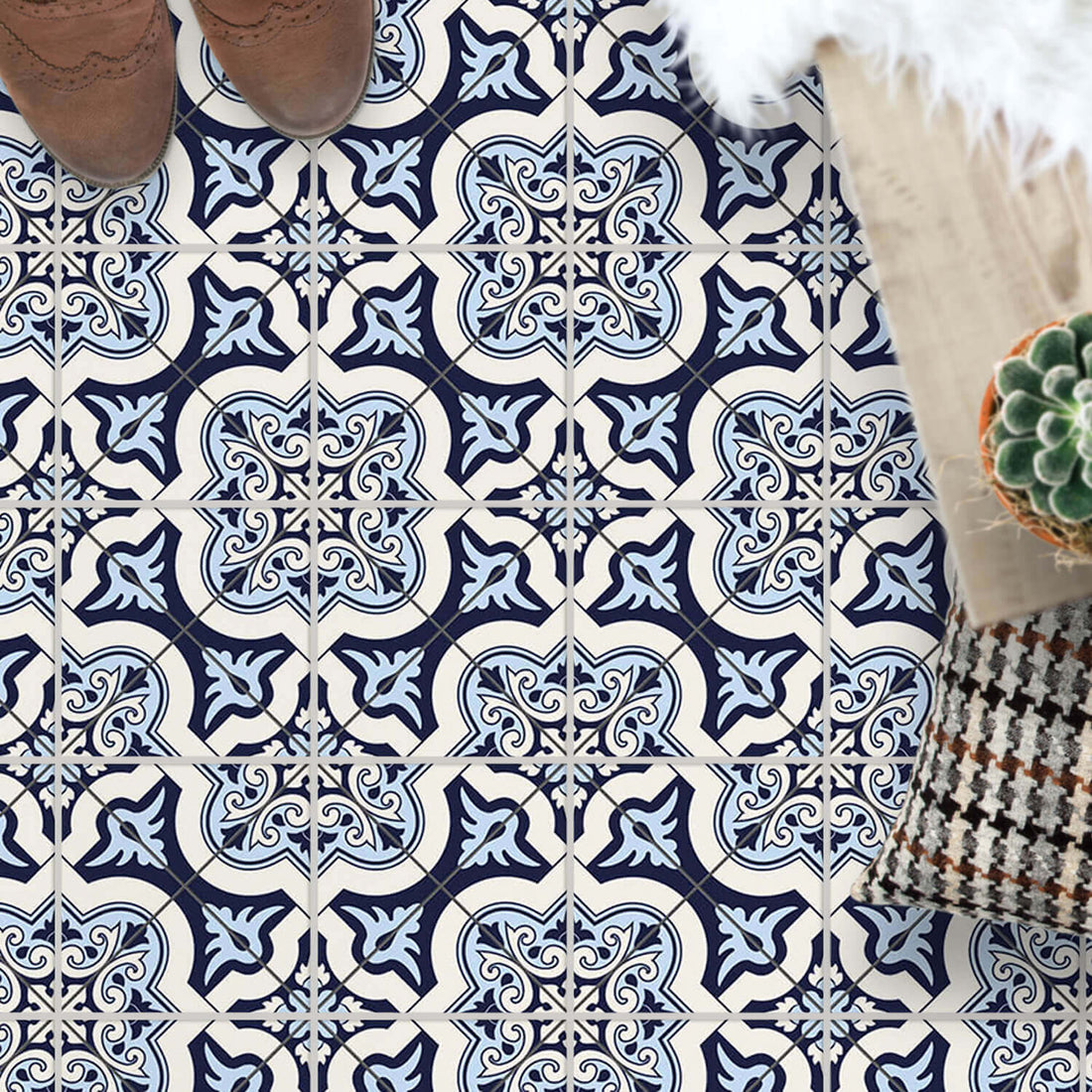 Fliesenaufkleber Boden - Vollflächig - Azulejo Cross