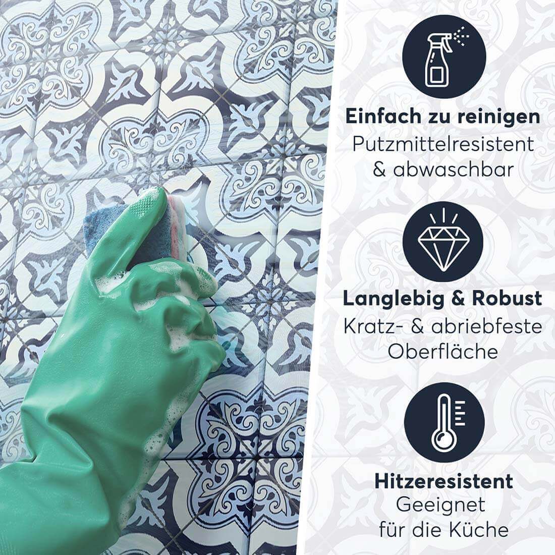 Fliesenaufkleber Einfach Reinigen - Azulejo Cross