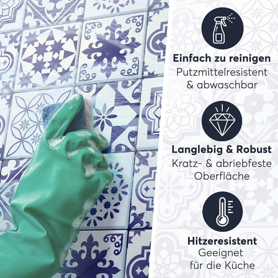 Fliesenaufkleber Einfach Reinigen - Azulejo Love