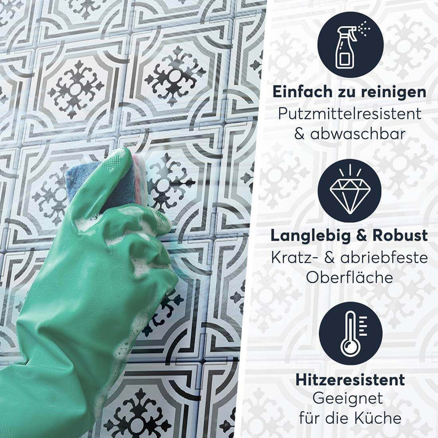 Fliesenaufkleber Einfach Reinigen - Grey ornaments