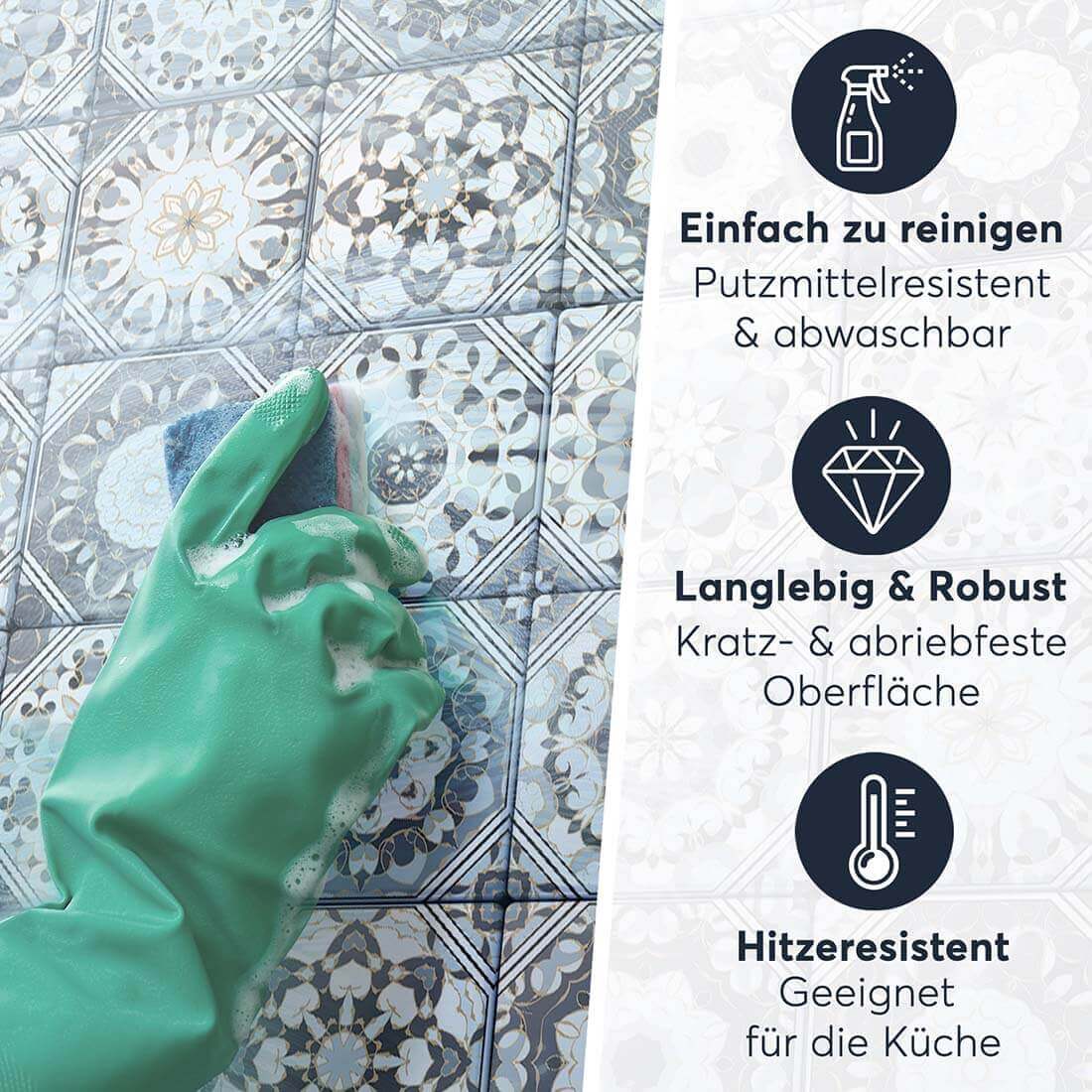 Fliesenaufkleber Einfach Reinigen - Grey Patternstyle