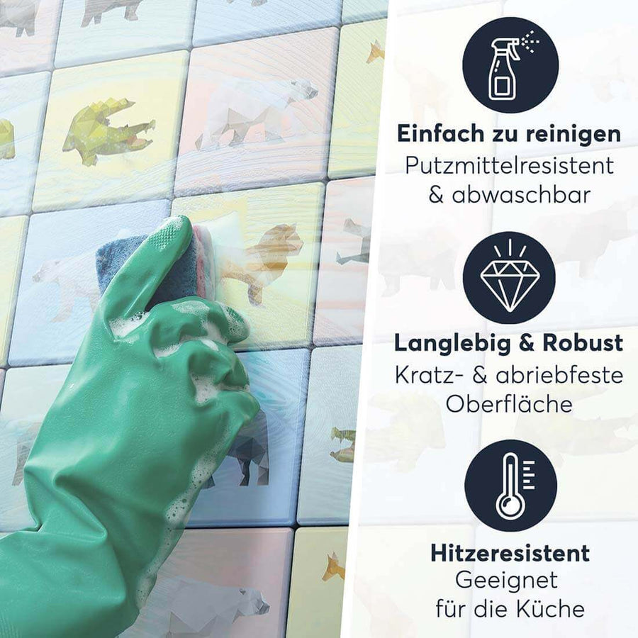 Fliesenaufkleber Einfach Reinigen - Origami Tiere