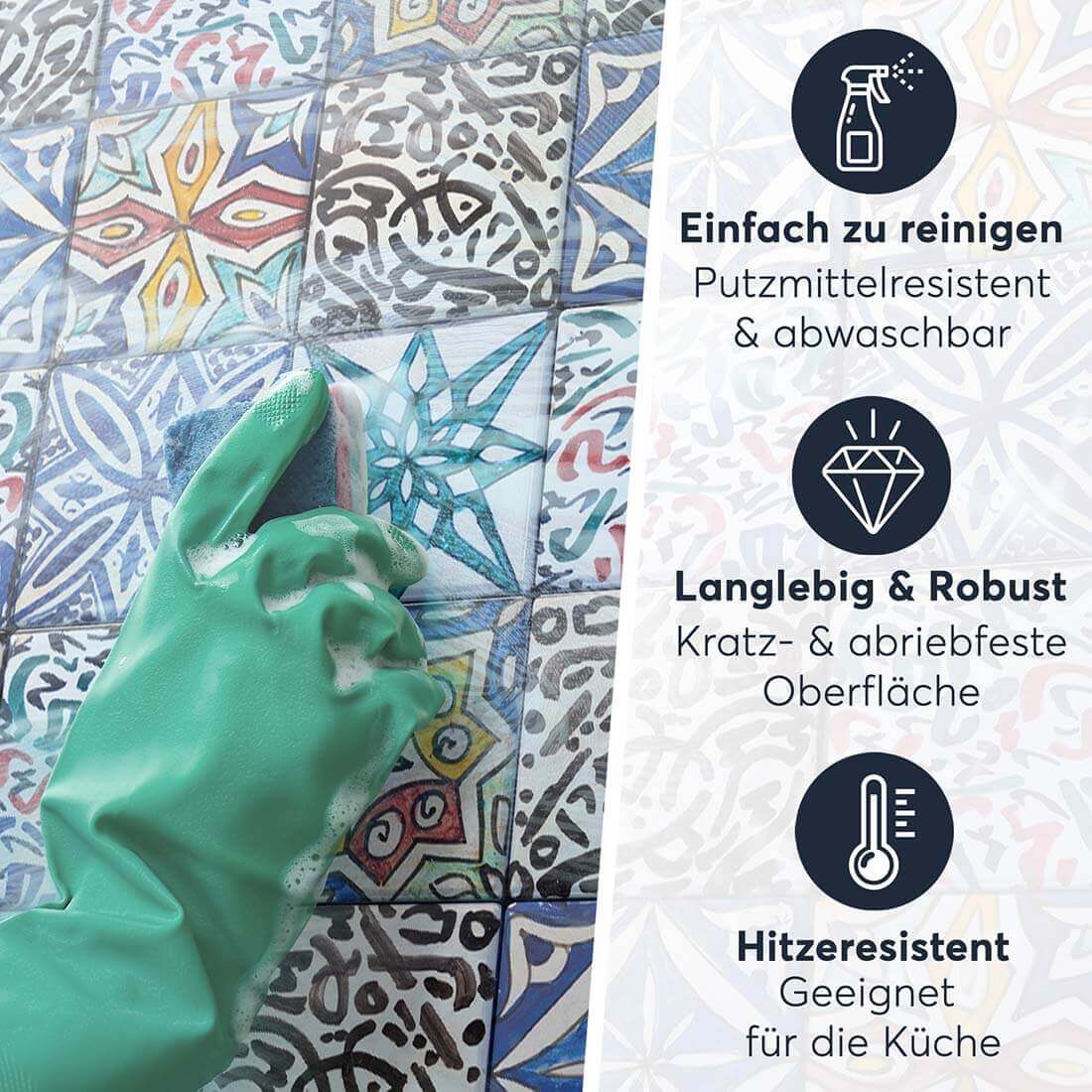 Fliesenaufkleber Einfach Reinigen - Spanisch