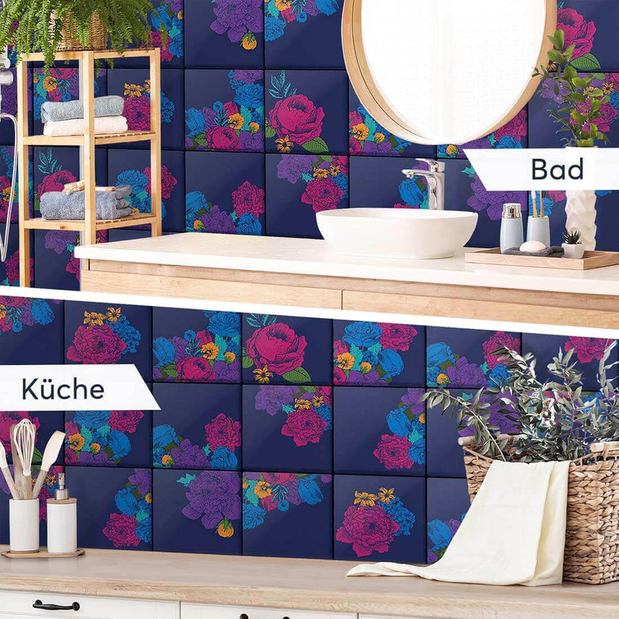 Fliesenaufkleber Küche Bad - Blumenmuster