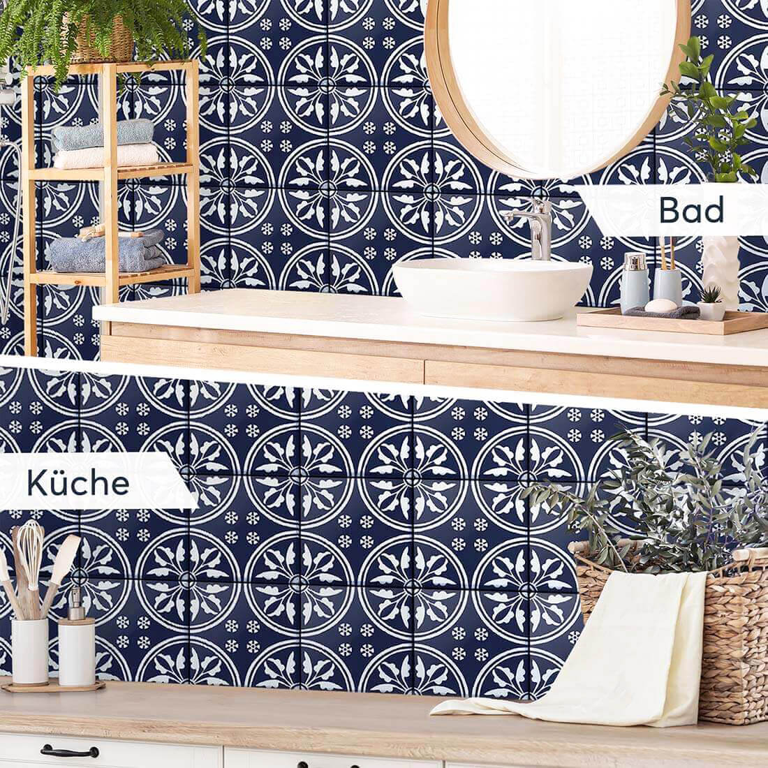 Fliesenaufkleber Küche Bad - Deep Blue Pattern