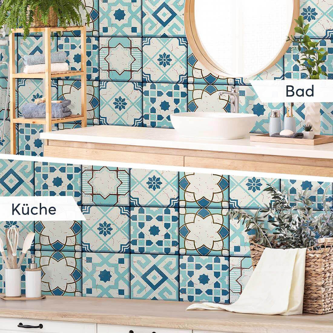 Fliesenaufkleber Küche Bad - Mediterranean Tile Set - Emerald Green