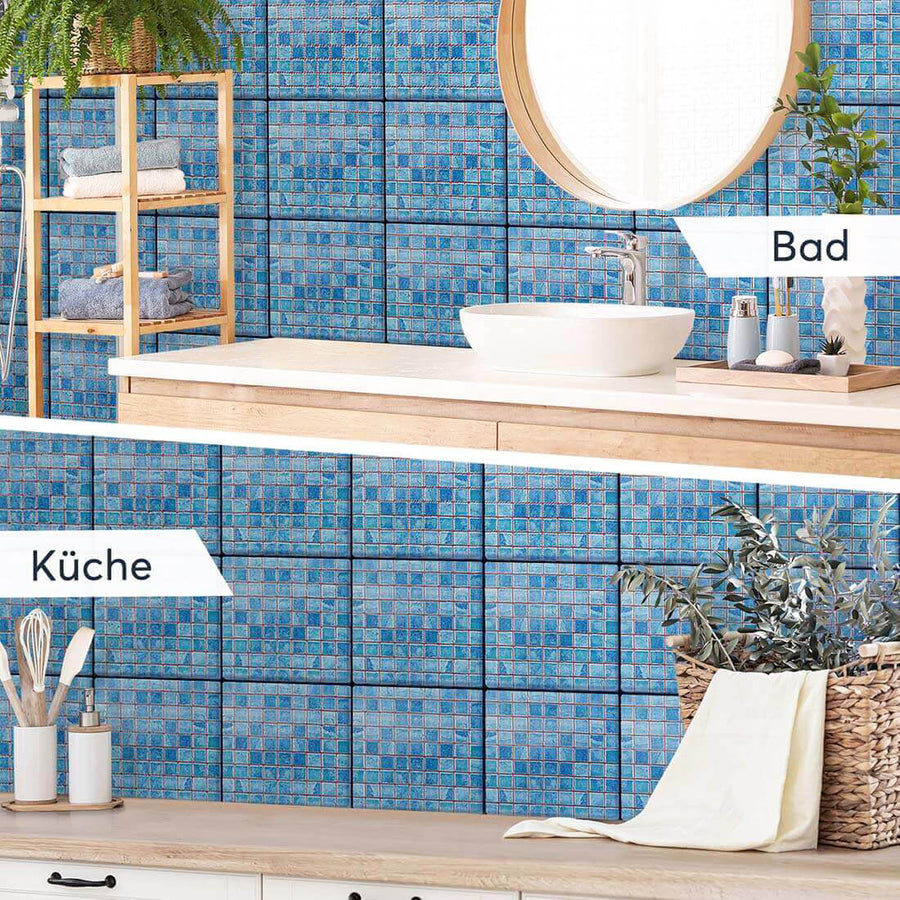 Fliesenaufkleber Küche Bad - Mosaik Blau