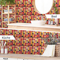 Fliesenaufkleber Küche Bad - Mosaik Rot-Orange