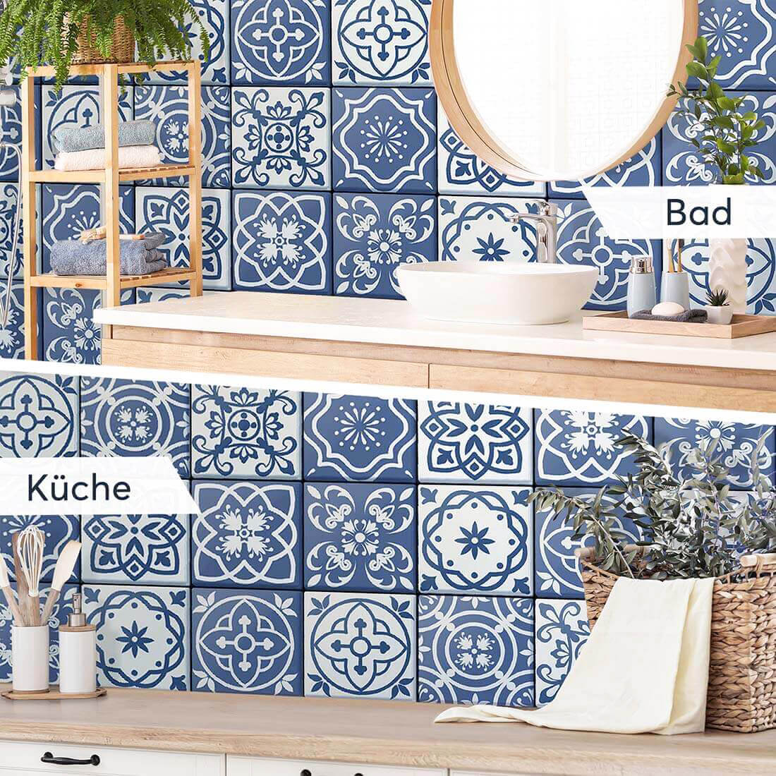 Fliesenaufkleber Küche Bad - Nordic Blue Fliesen