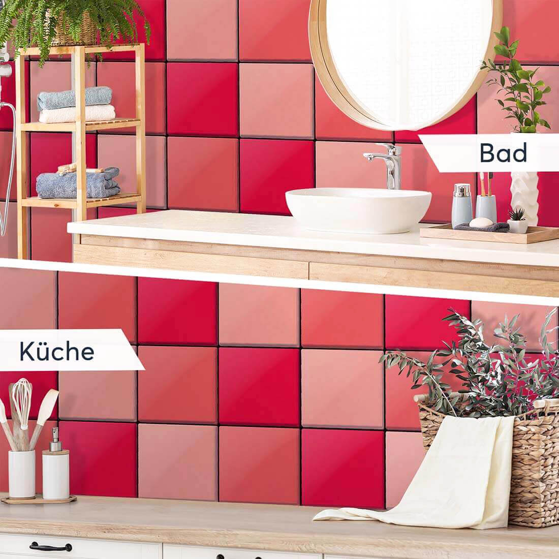Fliesenaufkleber Küche Bad - Rottöne