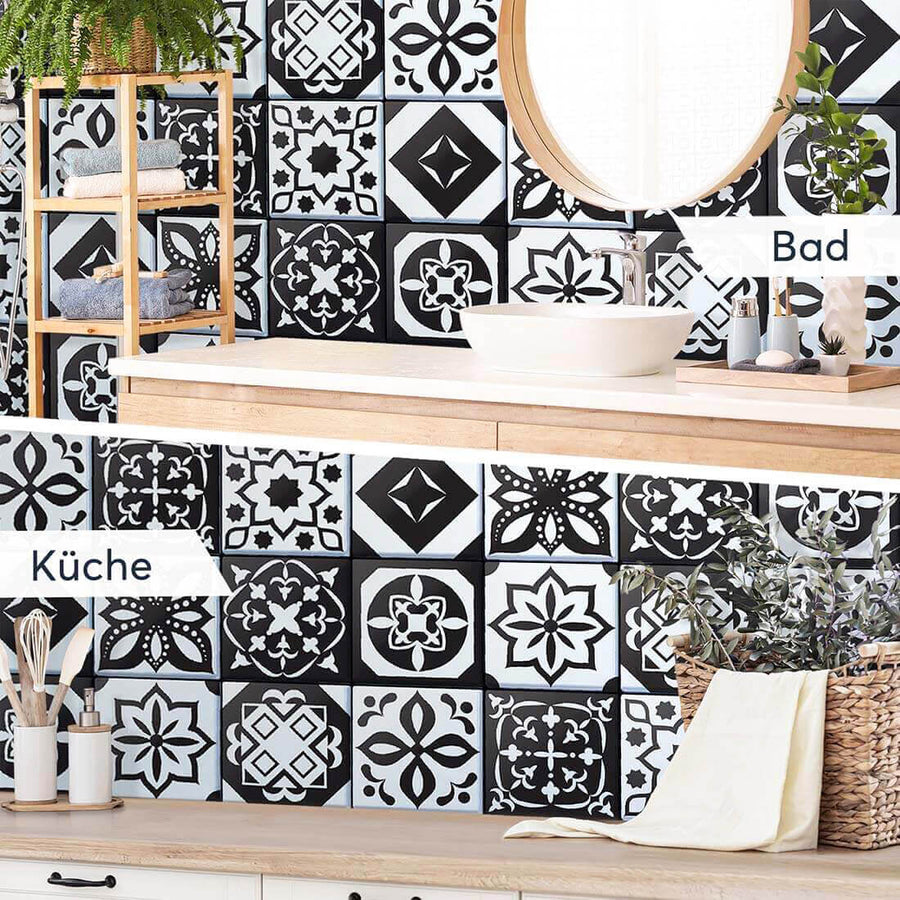 Fliesenaufkleber Küche Bad - Schwarz zu weiß