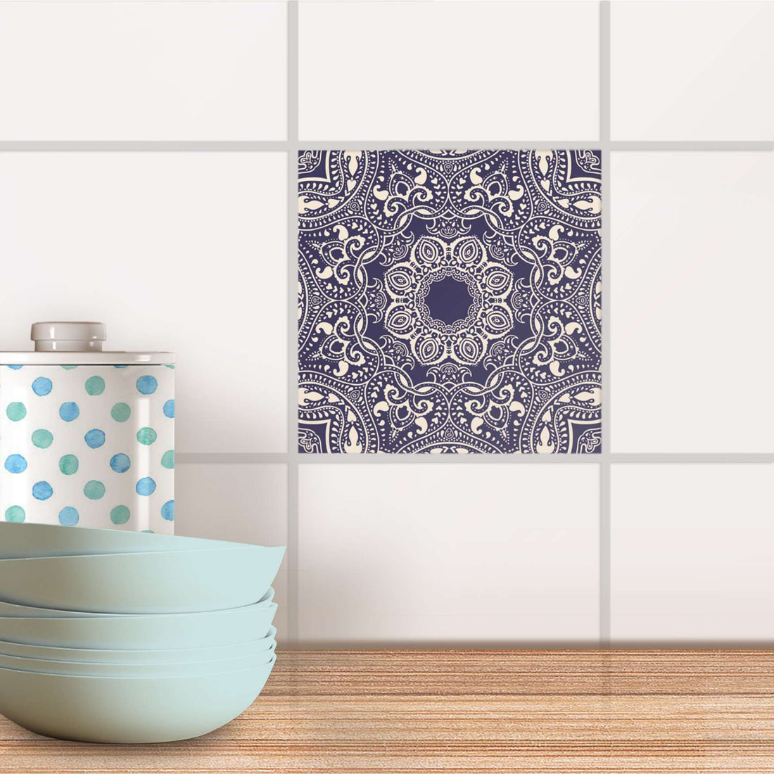 Fliesenaufkleber Küche - Blue Mandala