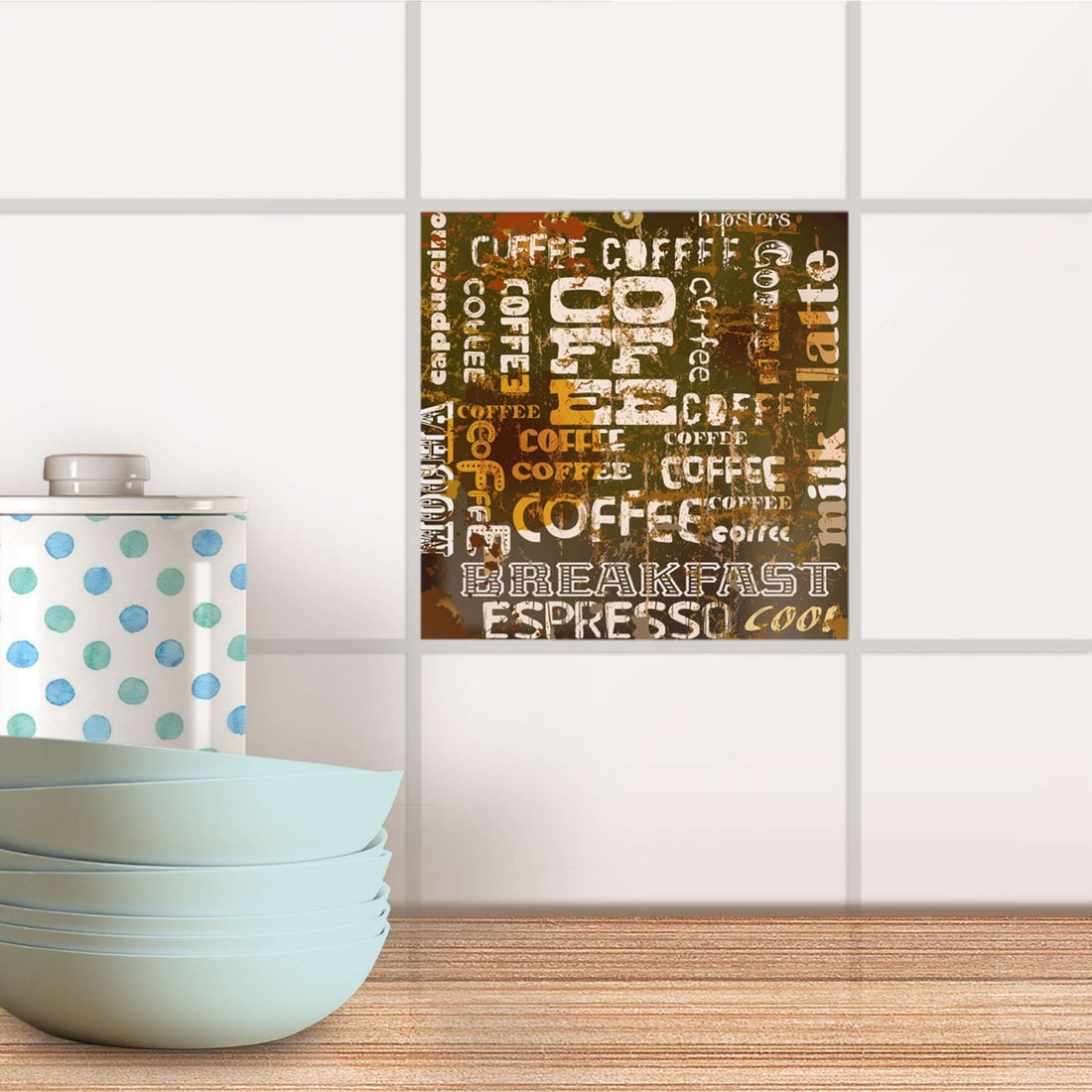 Fliesenaufkleber Küche - Coffee Typo