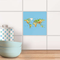 Fliesenaufkleber Küche - Geografische Weltkarte