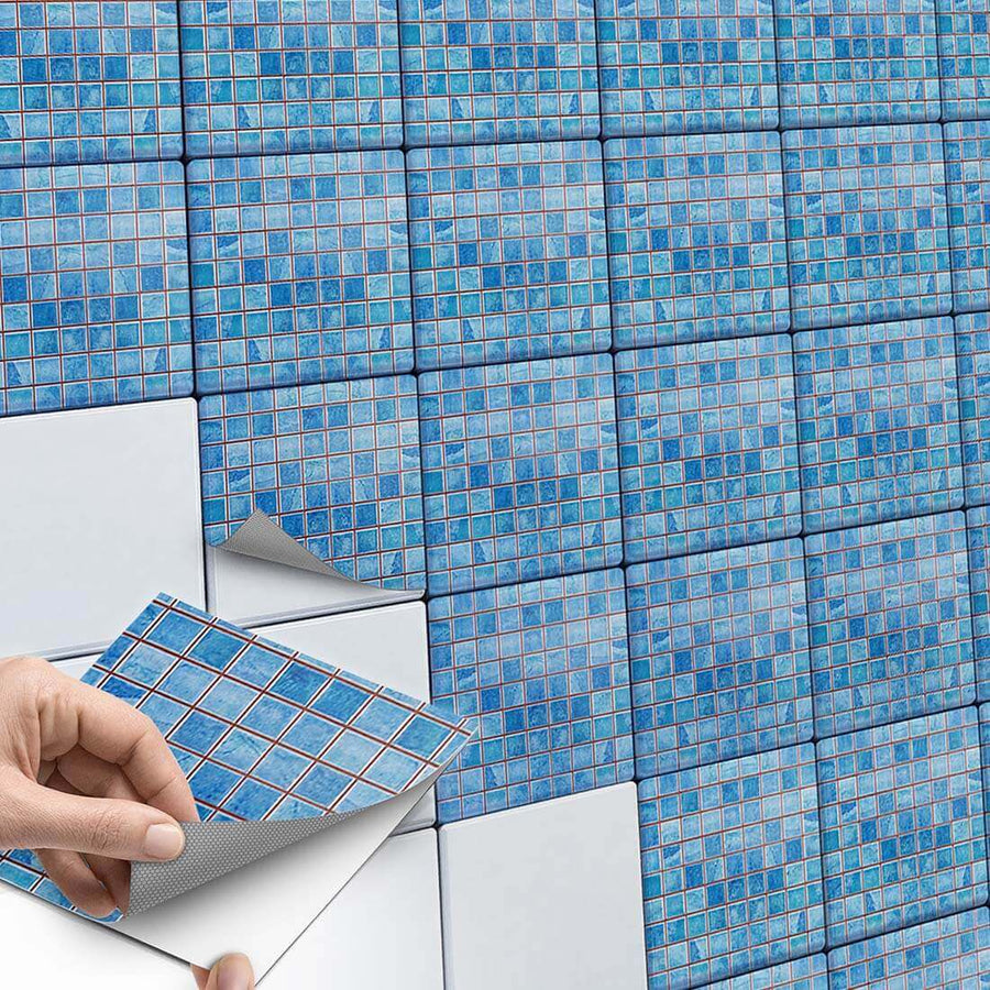 Fliesenaufkleber Küche Main - Mosaik Blau