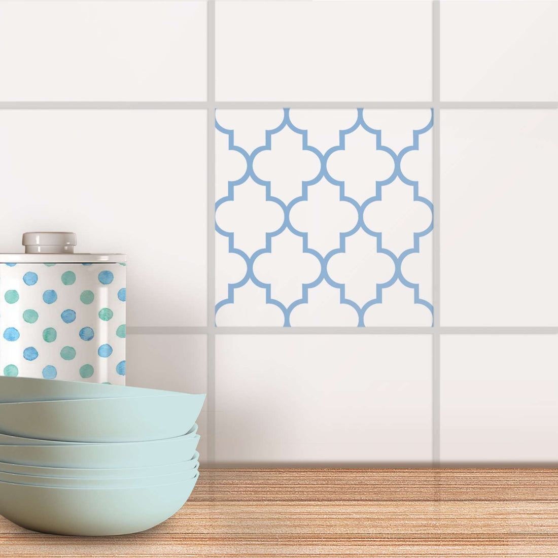 Fliesenaufkleber Küche - Retro Pattern - Blau